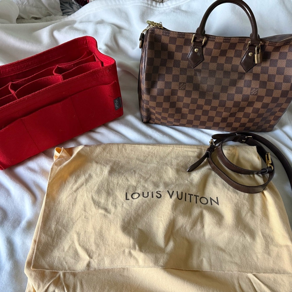 (CONSIGNED) Louis Vuitton Speedy 35 Bandouliere Damier Ebene SD3105